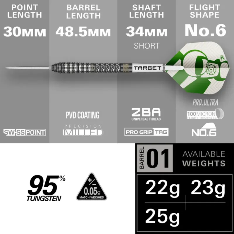 Target Charlie Manby darts 90% tungsten swiss point