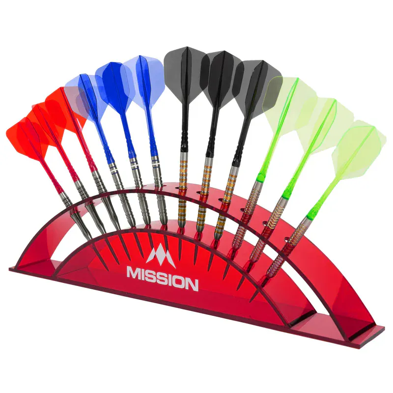 Mission 12 darts stasjon i buet Rød Acryl